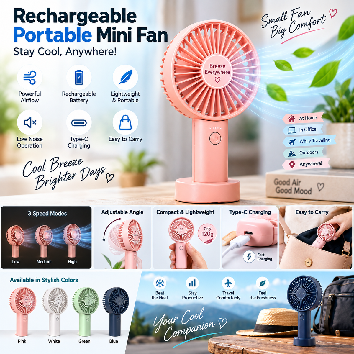 Rechargeable Portable Mini Fan