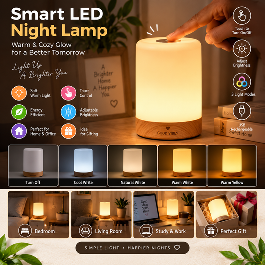 Smart LED Night Lamp – Warm & Cozy Glow